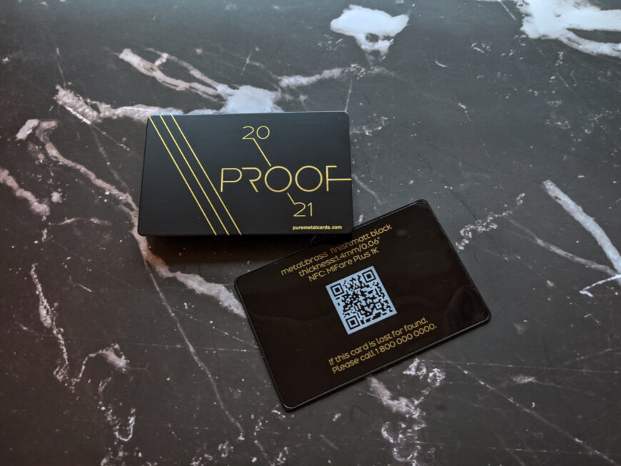 Pure Metal Cards matt black metal NFC / RFID card - proof 21