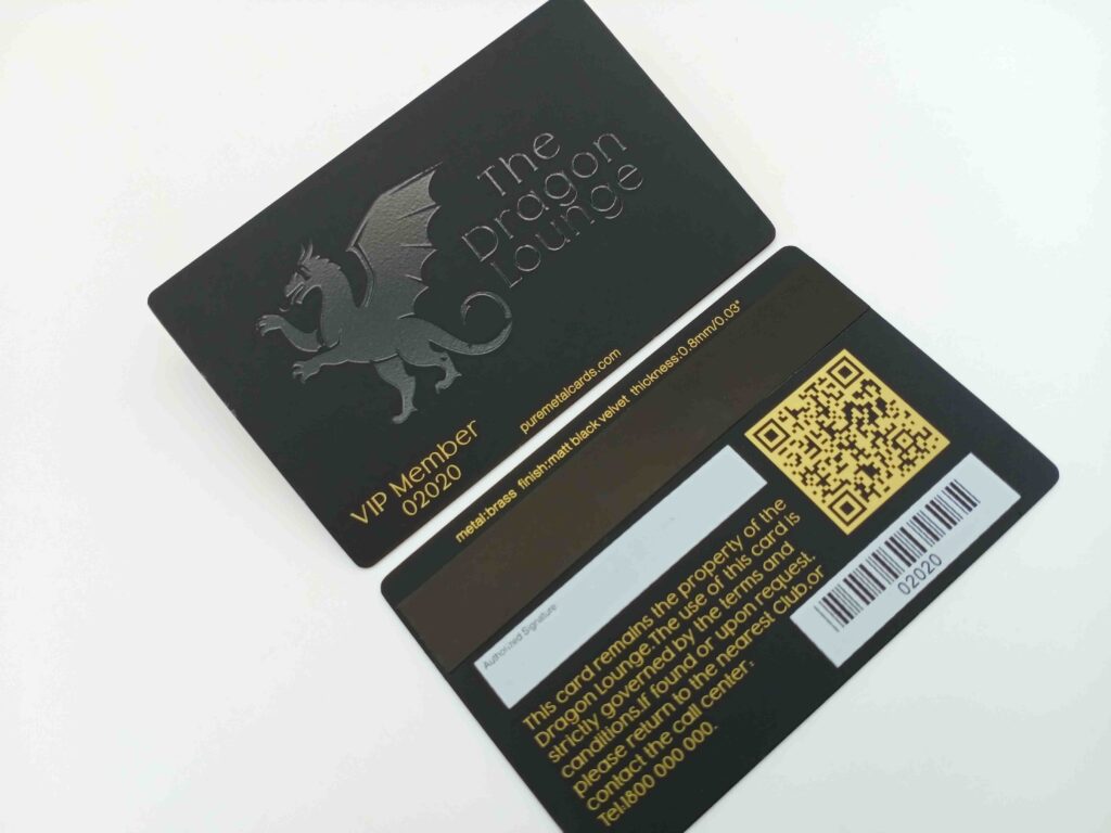 Pure Metal Cards matt black velvet brass member card