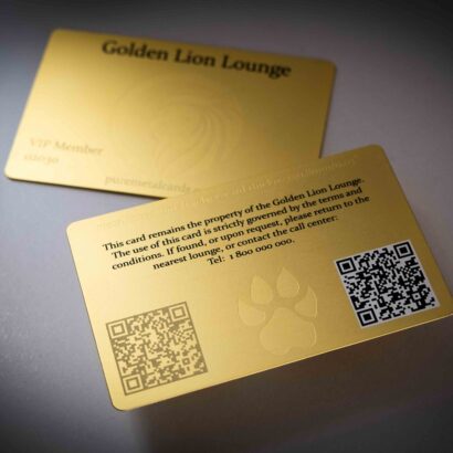Pure Metal Cards standard brass member card - golden lion lounge