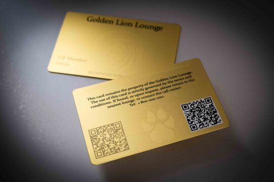 Pure Metal Cards standard brass member card - golden lion lounge