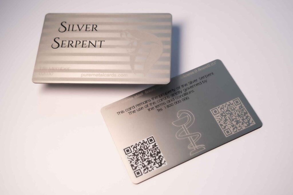 Pure Metal Cards standard stainless steel qr code member card
