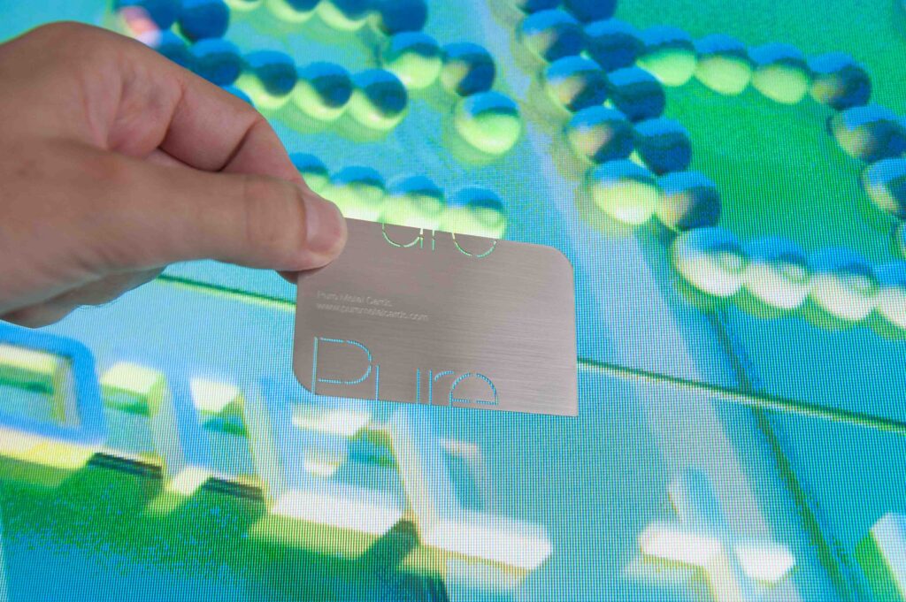 Pure Metal Cards brushed stainless steel metal business card