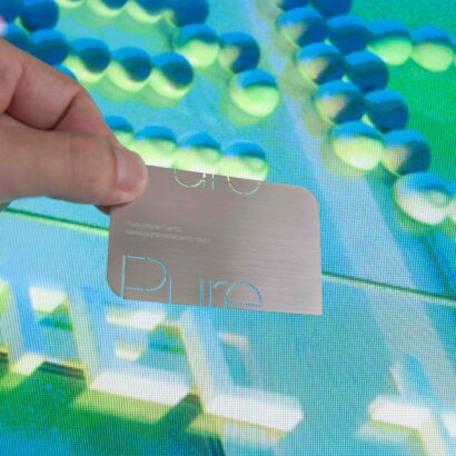 Pure Metal Cards brushed stainless steel metal business card
