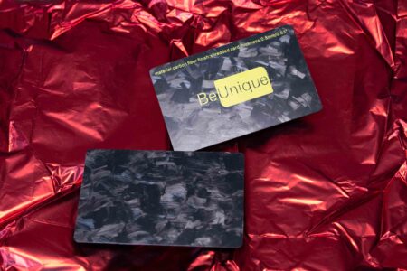 Pure Metal Cards shredded carbon fiber business card
