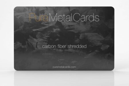 Pure Metal Cards shredded carbon fibre business card