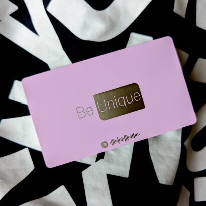 Pure Metal Cards - pantone colored metal business card with Spotify code