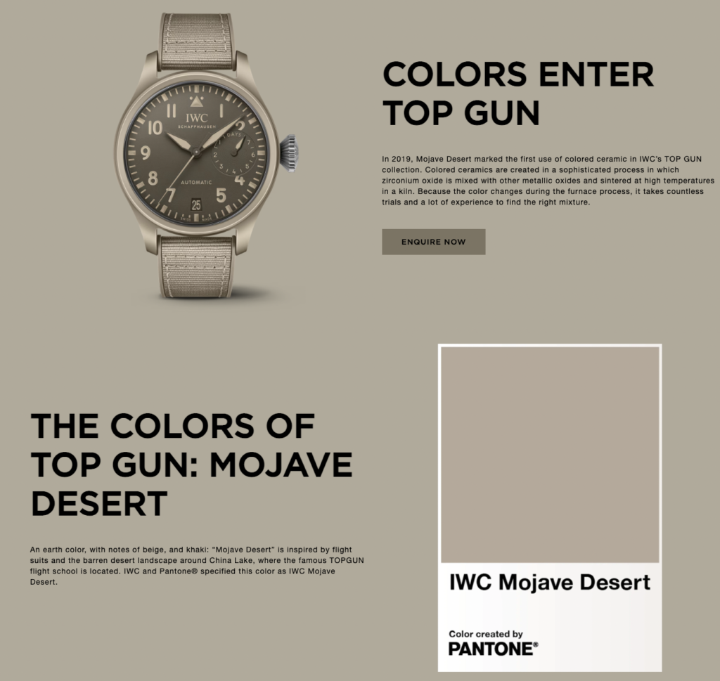 IWC Pantone color code MOJAVE DESERT
