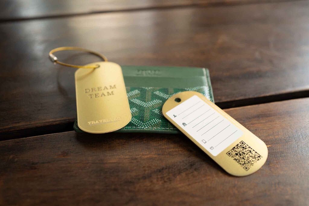 Pure Metal Cards brass metal luggage tags with qr code