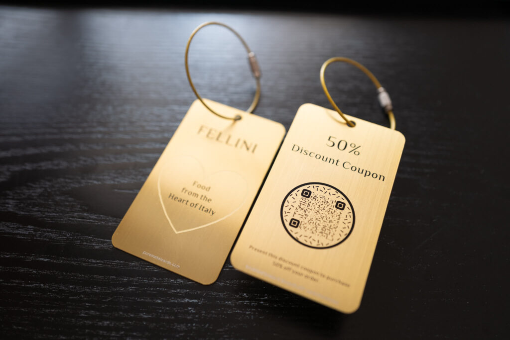 Pure Metal Cards - brushed brass metal tag - Fellini