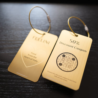 Pure Metal Cards - brushed brass metal tag - Fellini