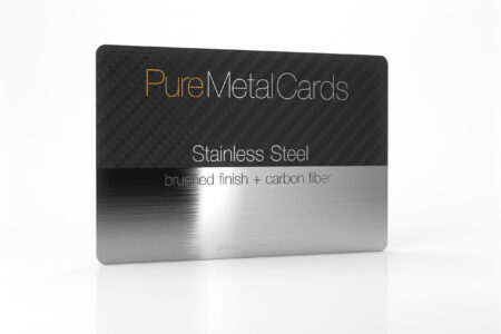 Pure Metal Cards - brushed stainless steel + carbon fiber card