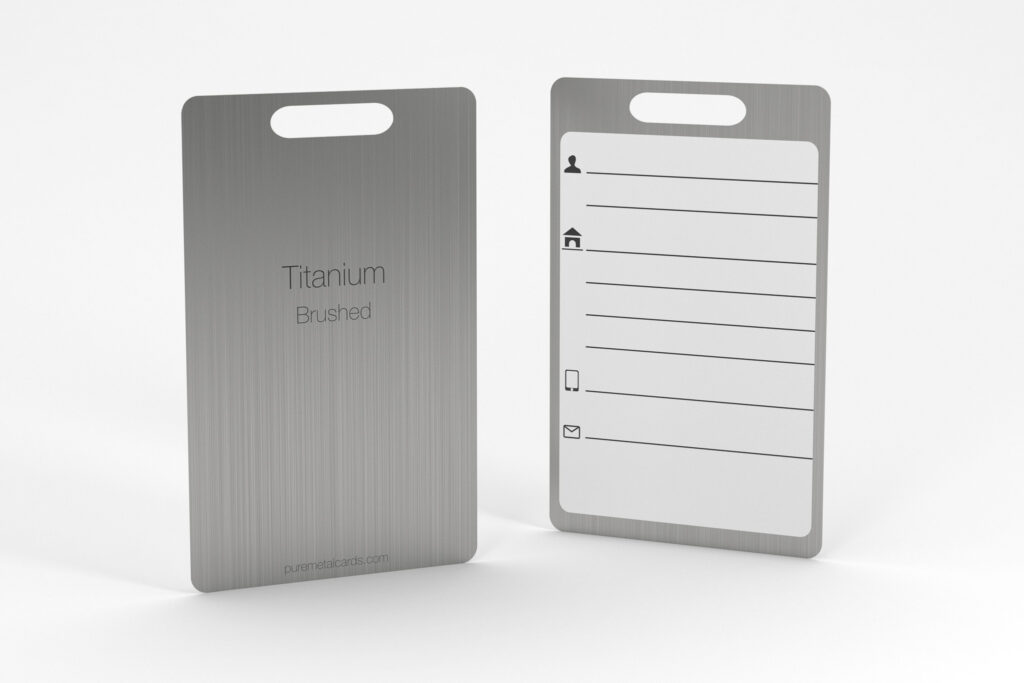 Pure Metal Cards - brushed titanium - metal luggage tag