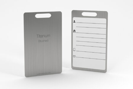 Pure Metal Cards - brushed titanium - metal luggage tag