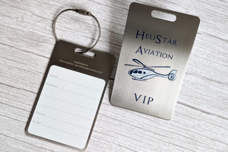 Pure Metal Cards - brushed titanium metal luggage tag - VIP