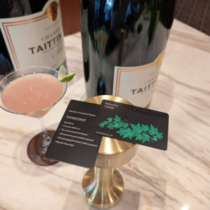 Pure Metal Cards cocktail recipe metal business card - belladonna