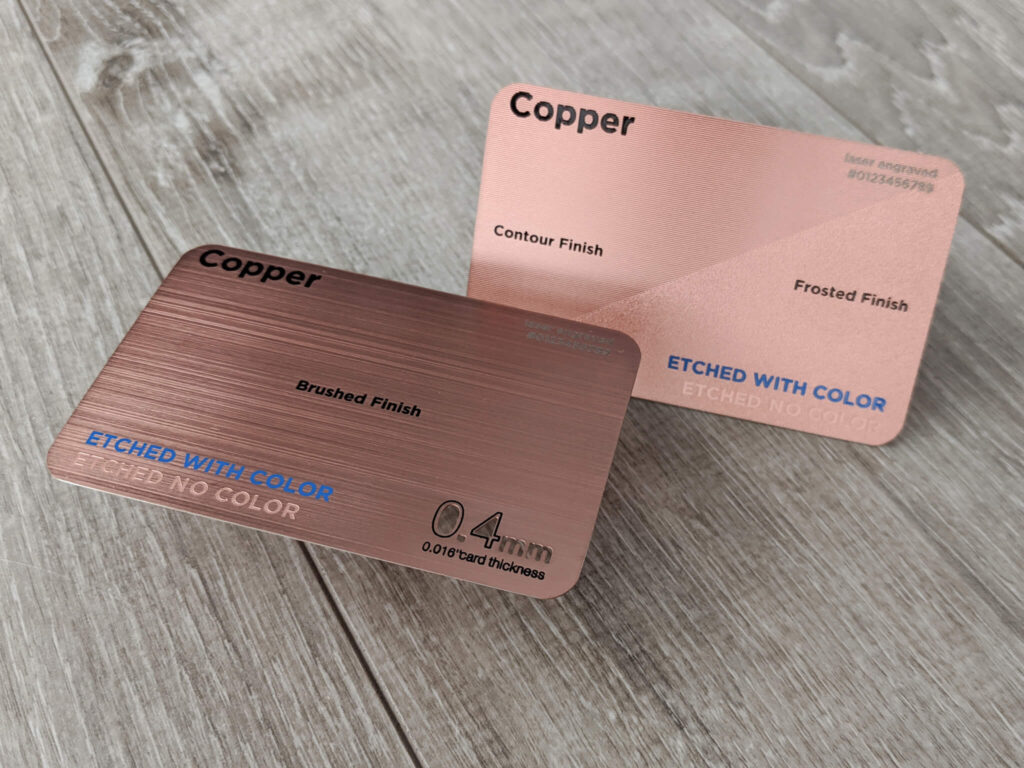 Pure Metal Cards copper sampler cards