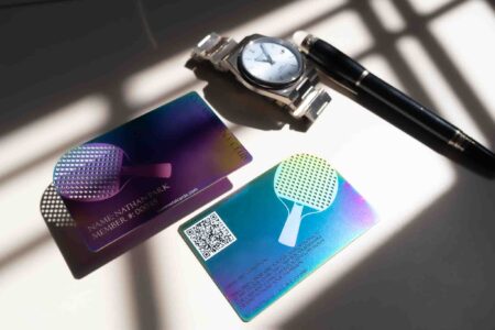 Pure Metal Cards - custom shaped irridescent metal card