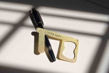 Pure Metal Cards - custom shaped metal card - stay safe key