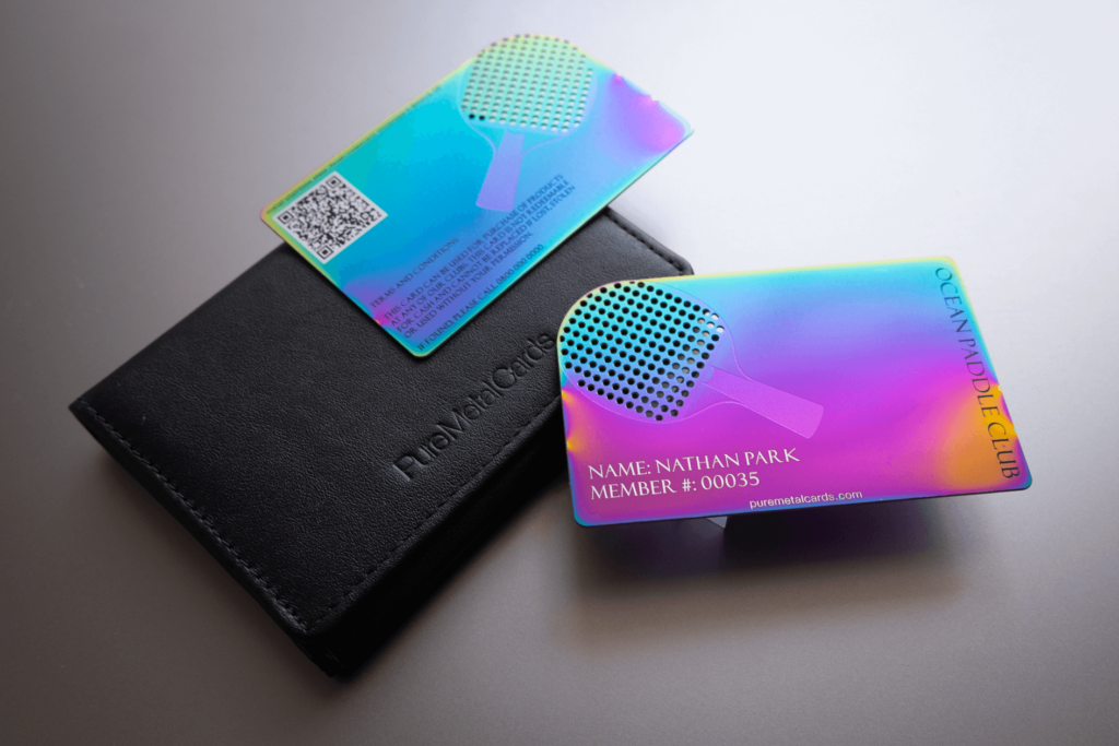 Pure Metal Cards - iridescent stainless member card - ocean paddle club
