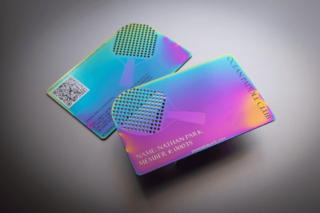 Pure Metal Cards - iridescent stainless member card - ocean paddle club