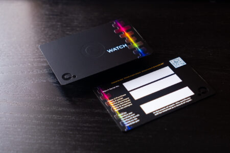 Pure Metal Cards matt black brass - certificate of authenticity - q watch card