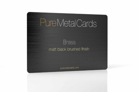 Pure Metal Cards - matt black brushed brass - metal business card