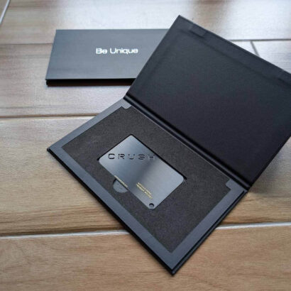 Pure Metal Cards - matt black metal member card and presentation case - Crush card