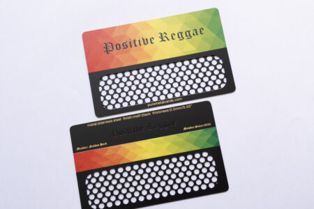 Pure Metal Cards - stainless steel - matt black metal grinder card - positive reggae