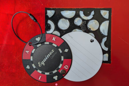 Pure Metal Cards - matt black stainless steel metal luggage tag - Equinox Casino