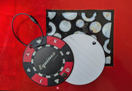 Pure Metal Cards - matt black stainless steel metal luggage tag - Equinox Casino