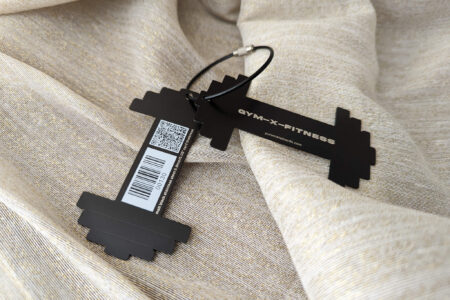 Pure Metal Cards - matt black stainless steel metal member tag - Gym X Fitness and wire mesh strap