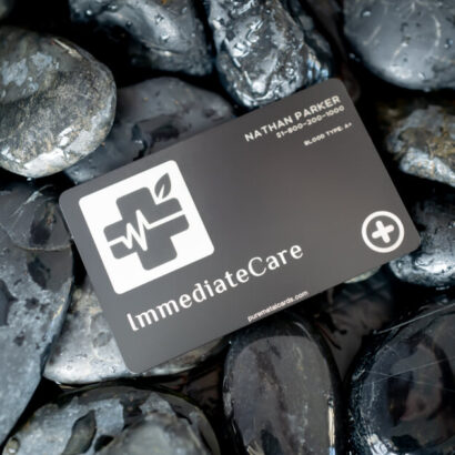 Pure Metal Cards - matt black titanium card - immediate care emergency card