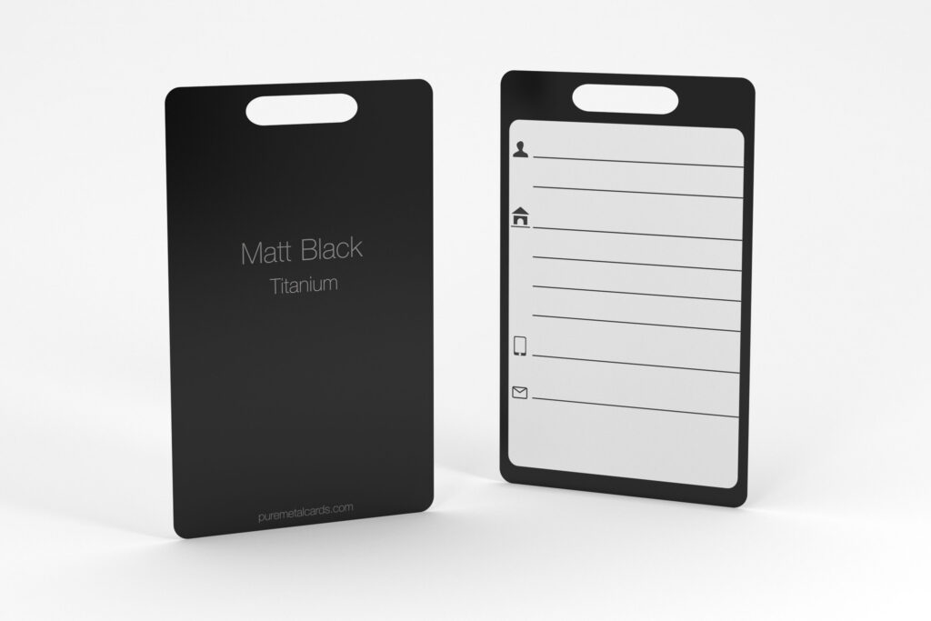 Pure Metal Cards - matt black titanium - metal luggage tag