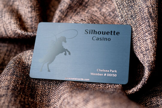 Silhouette Casino VIP membership card. Metal card with embossed horse design. Chelsea Park, Member #00130.