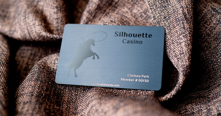 Silhouette Casino VIP membership card. Metal card with embossed horse design. Chelsea Park, Member #00130.
