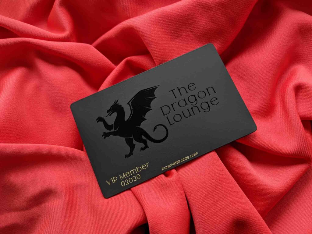 Pure Metal Cards matt black velvet brass dragon member card