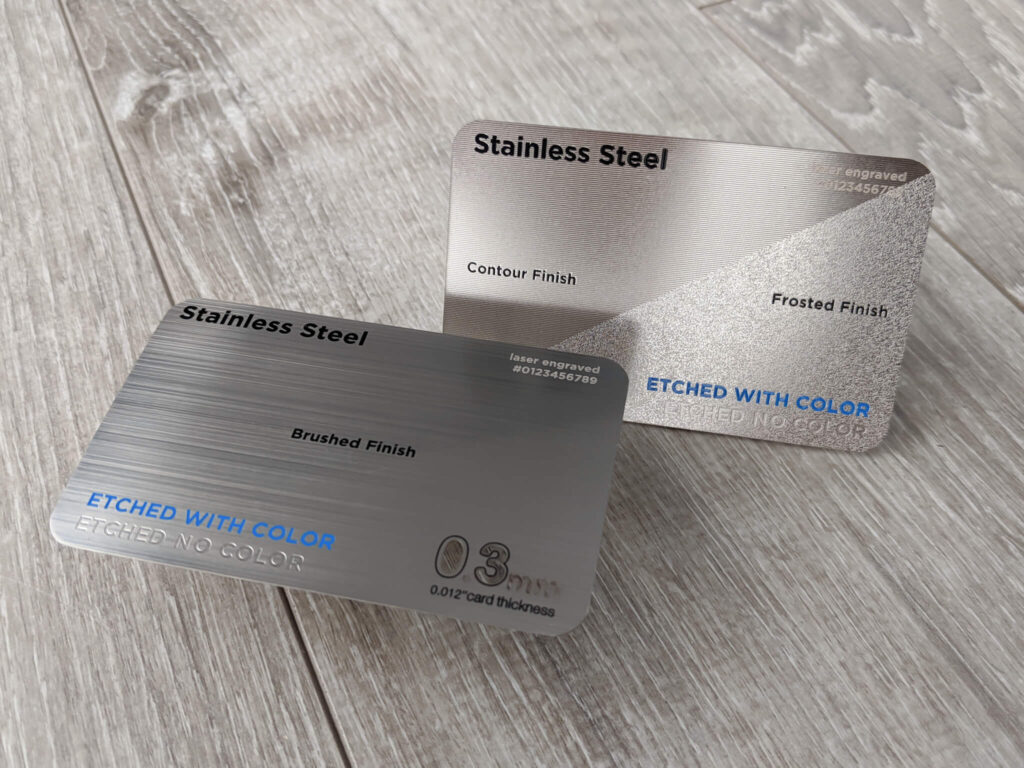 Pure Metal Cards metal business card - stainless steel sampler cards