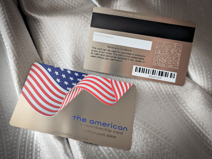 Pure Metal Cards metal member card with qr code the american