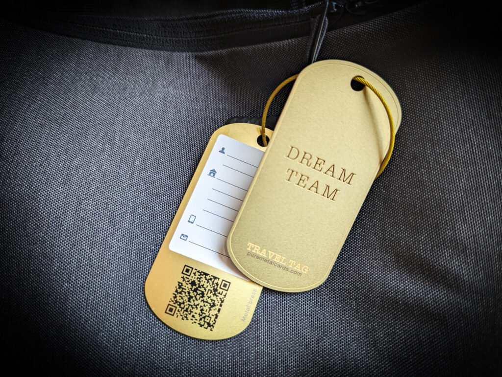 Pure Metal Cards - standard brass luggage tags