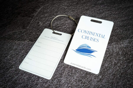 Pure Metal Cards - white titanium metal luggage tag - continental cruises