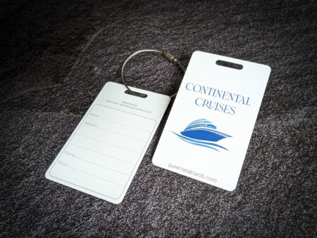 Pure Metal Cards - white titanium metal luggage tag - continental cruises Pure Metal Cards - white titanium metal luggage tag - continental cruises