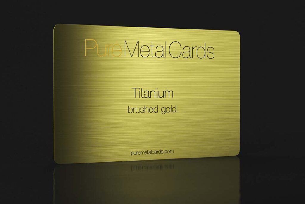 brushed titanium business card with gold finish